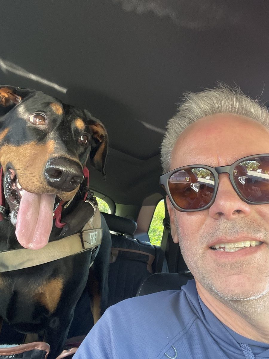 Phil and Ernie together in the car before a hike
