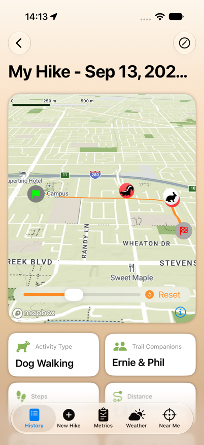 Hike detail map, light mode