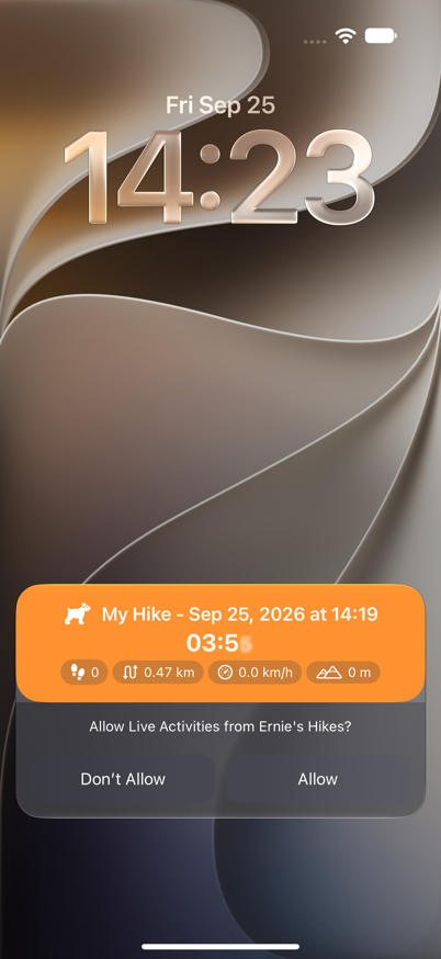 Live Activities permission prompt on the Lock Screen