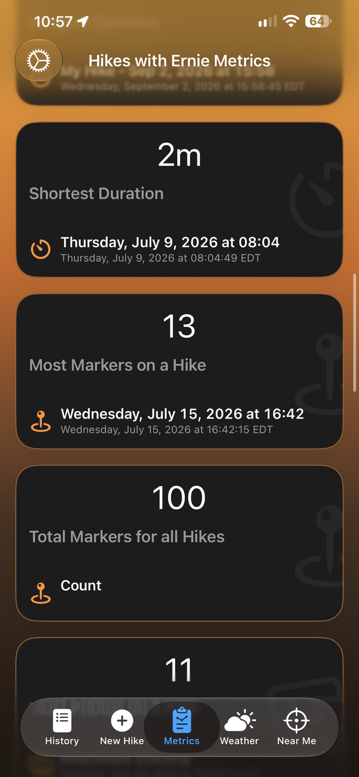 Metrics: Distance, dark mode